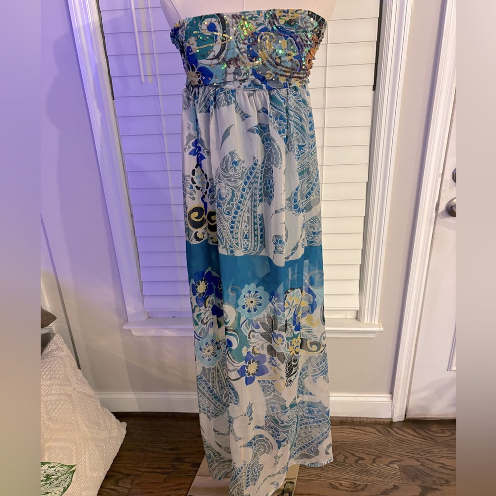 Maxi dress with sequin bandeau top/Size Small